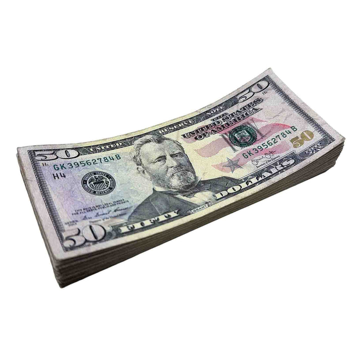 $50 Close-Up ✔️RealAged™ New Series Bills – Realistic Hero Prop Money