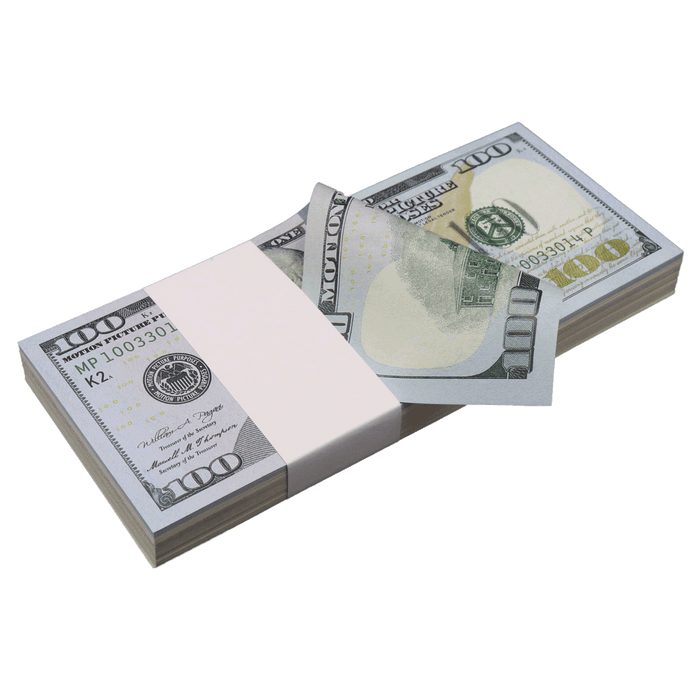 Realistic mixed prop money bundle for videos and photography